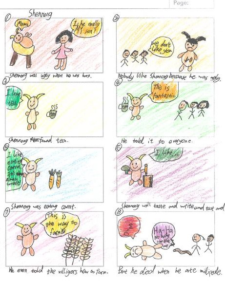 Student storyboard drawings