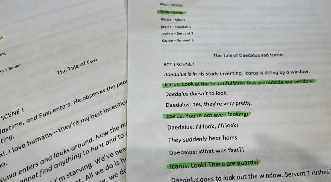 A marked-up playscript